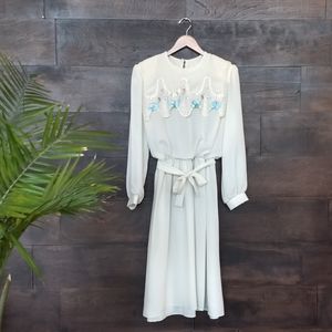Vintage 60s Off-white Polyester Dress